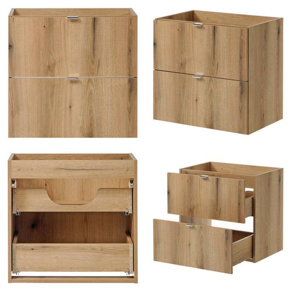 Doppelwaschtisch Skelbolu Braun - Holzwerkstoff - Metall - 141 x 60 x 40 cm