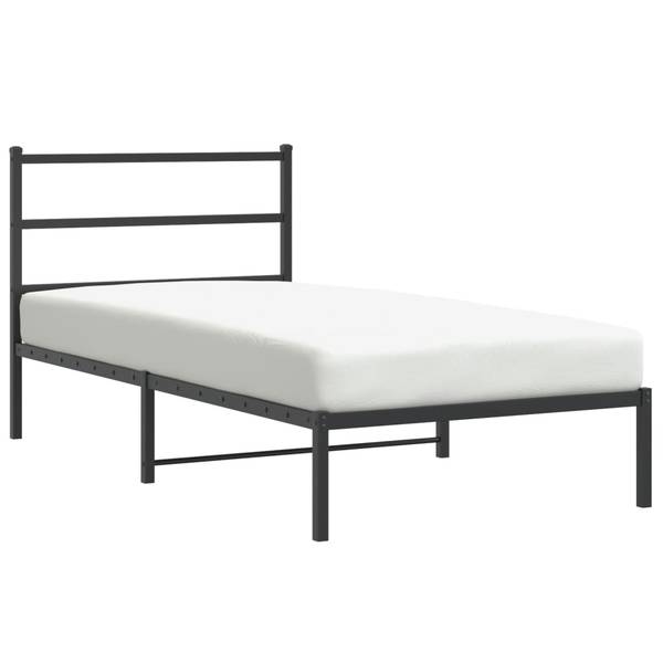 Bettgestell mit Kopfteil X105 Schwarz - Metall - 112 x 90 x 207 cm