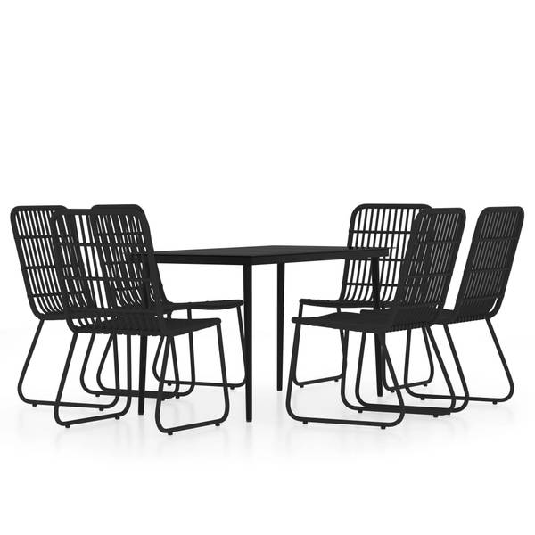 Garten-Essgruppe 3013392-3 (7-teilig) Schwarz - Stahl - 70 x 74 x 140 cm