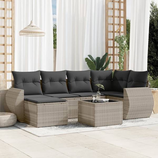 Garten-Lounge-Set 3035524-2 7-teilig Grau - Polyrattan - 71 x 69 x 62 cm