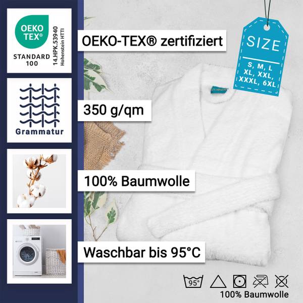 Bademantel 00000019 Weiß - Textil - 1 x 1 x 1 cm