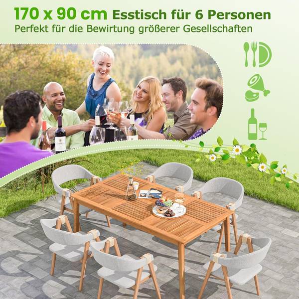Gartentisch TI94191DE 90 x 76 x 170 cm