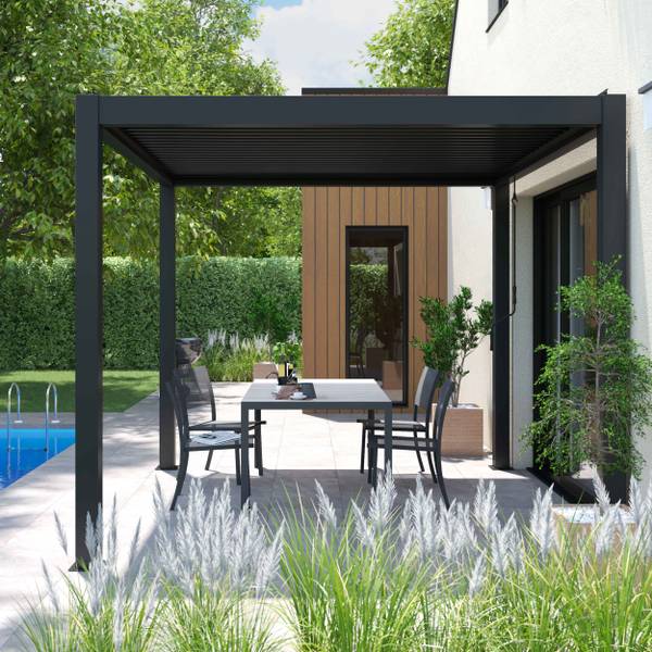 Pergola Athenes Grau - Metall - 296 x 257 x 296 cm