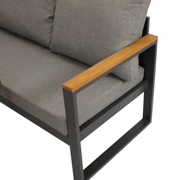 Gartengarnitur KAMPALA 2-teilig Grau - Webstoff - Akazie - Aluminium - 252 x 71 x 187 cm
