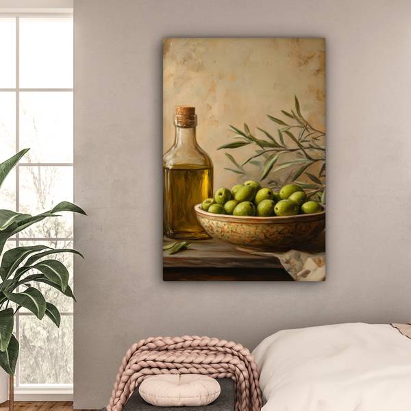 LEINWANDBILD Oliven Grün - Baumwollstoff - 80 x 120 x 2 cm