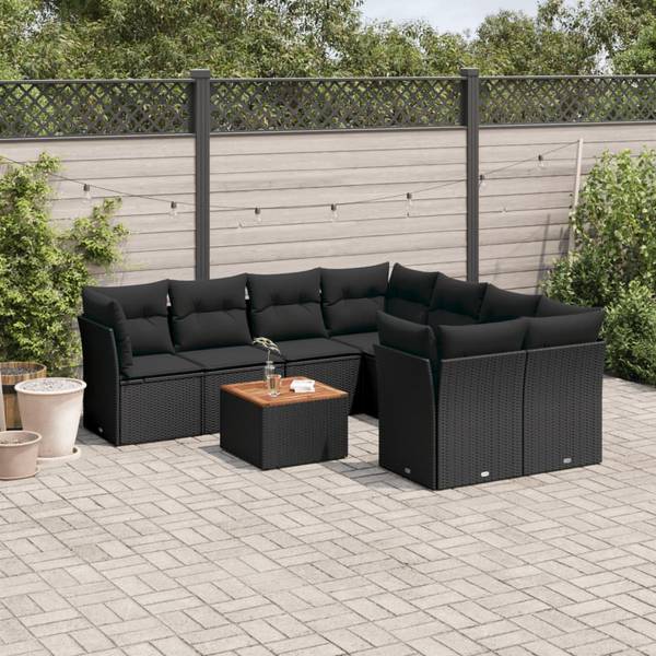 Garten-Lounge-Set 3035634-2 9-teilig Schwarz