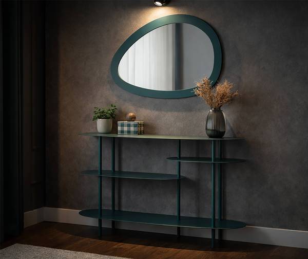 Wandspiegel Saturno Grün - Metall - 2 x 48 x 71 cm