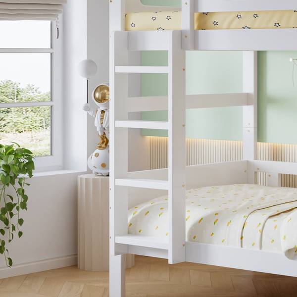 Stapelbed LucyAttic Ⅰ wit - grenenhout - 95 x 146 x 204 cm