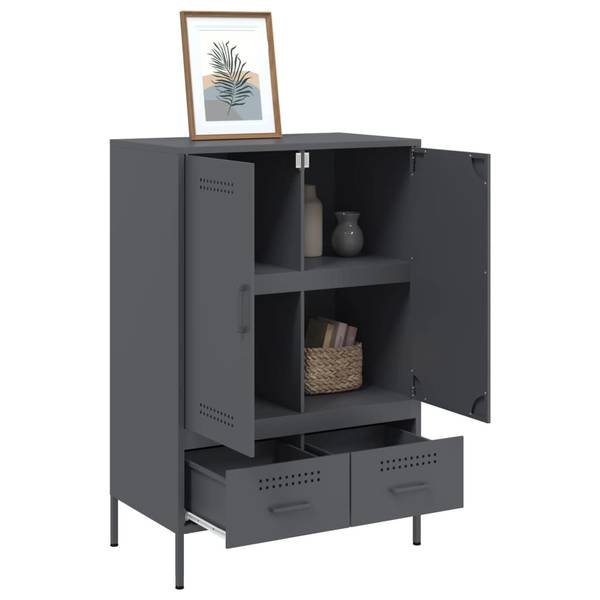 Highboard DE4813 Grau - Metall - 39 x 102 x 68 cm