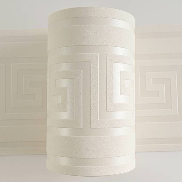 Bordüre Maze SK Silber - Weiß - Fleece - Vinyl - 13 x 500 x 1 cm