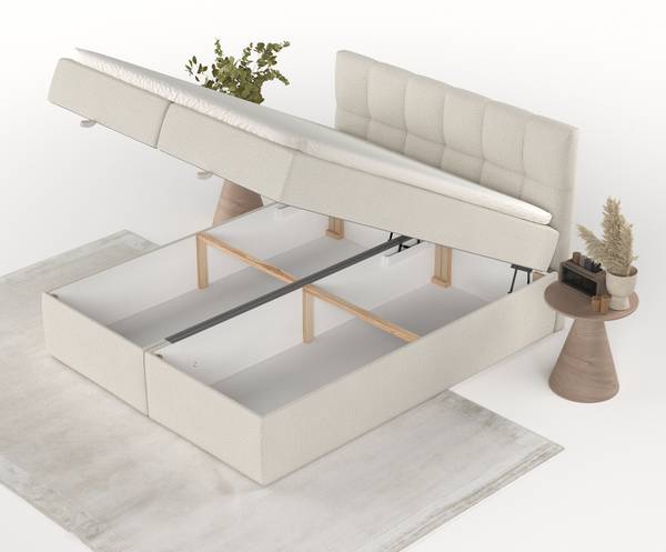 Boxspringbett Shay Beige - H3 - Liegefläche Breite: 160 cm