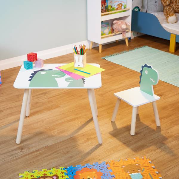 Kindersitzgruppe Dinosaurier Braun - Grün - Weiß - Holzwerkstoff - 60 x 45 x 45 cm