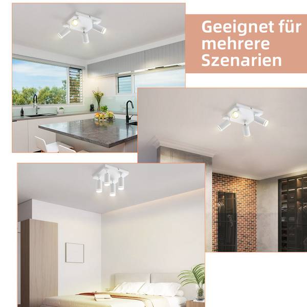 Spot plafond Adelebsen 4 ampoules Blanc - Métal - 25 x 17 x 25 cm