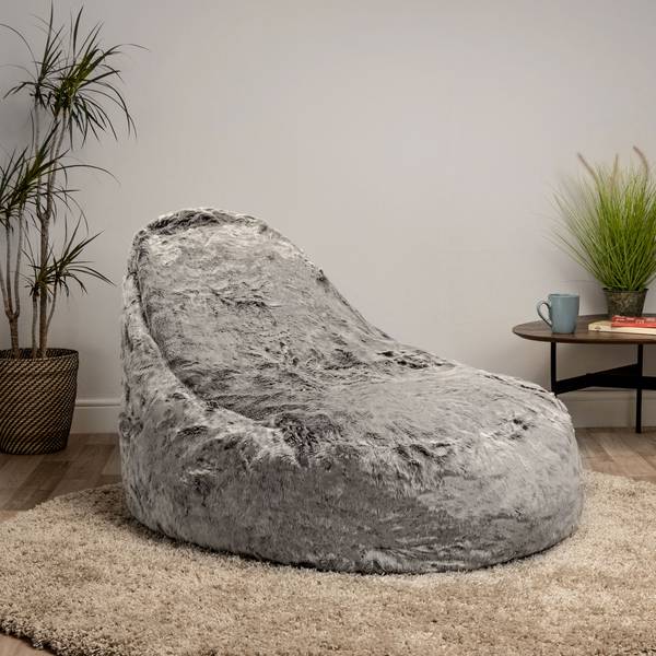 Zitzak Lounger Dream grijs - velours - 105 x 51 x 130 cm