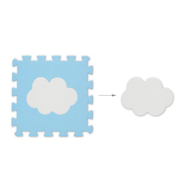 18-tlg. Puzzlematte Wolke Blau - Weiß - Kunststoff - 32 x 1 x 32 cm
