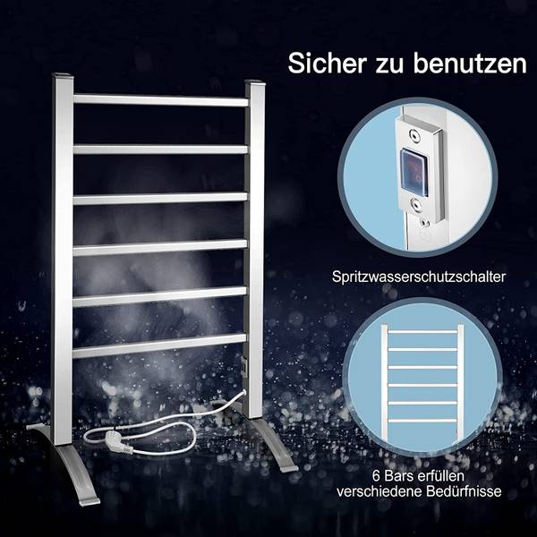 2 in 1 Handtuchhalter mit 6 Stangen Silber - Metall - 35 x 91 x 53 cm
