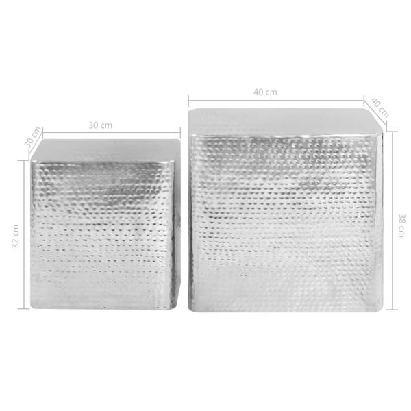 Beistelltisch 246504 2er Set Silber - Aluminium - 40 x 38 x 40 cm
