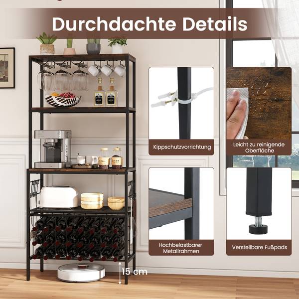 Weinregal VH34768PQ-ORDE Schwarz - Metall - 33 x 165 x 75 cm