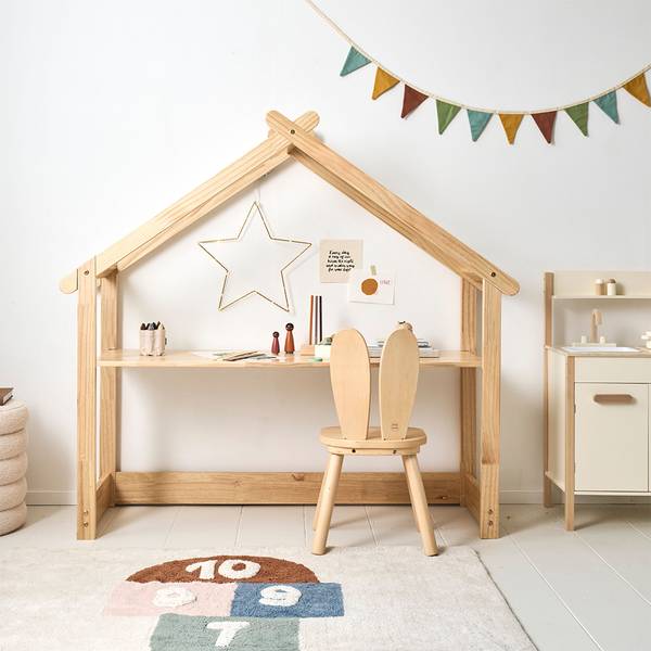 Kinder Schreibtisch Haus MAISON Hellbeige