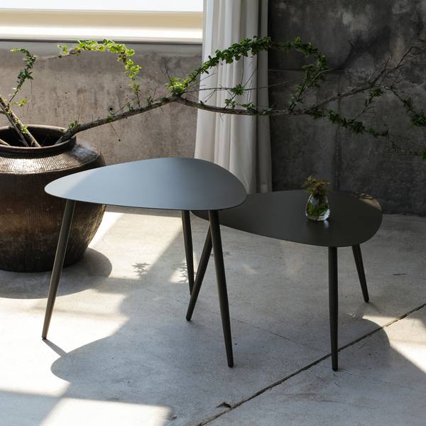 Couchtisch-Set Aymavilles 2-tlg. Grau - Stahl - 58 x 46 x 56 cm