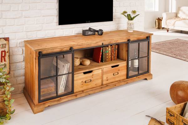 TV-Lowboard HERITAGE Braun - Klarglas - 160 x 62 x 45 cm