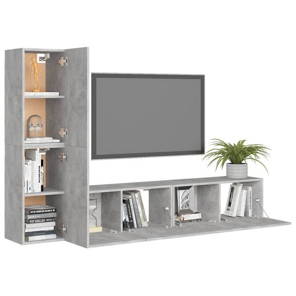 TV-Schrank 3006908-2 (4-teilig) Grau - Holzwerkstoff - 80 x 30 x 30 cm