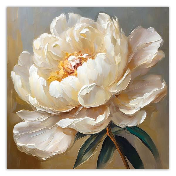 Tableau déco huile pivoine imprimée sur 40 x 40 cm