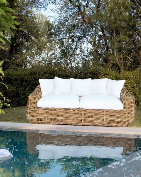 Canapé & fauteuil de jardin Phuket Marron - Bois massif - 230 x 85 x 230 cm