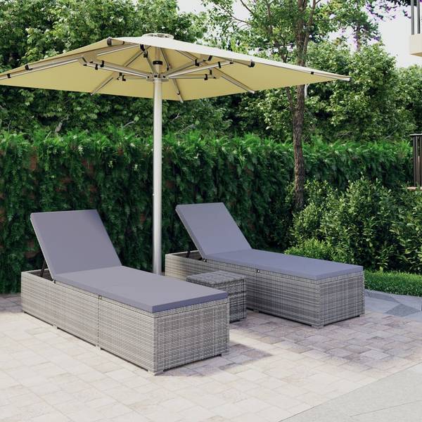 Garten-Sonnenliegen 3003799 (3-teilig) Grau - Polyethylen - 60 x 31 x 195 cm