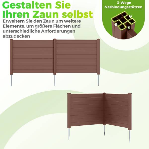 Gartenzaun ZB35489NZ 2-tlg. Braun - Kunststoff - 7 x 95 x 122 cm