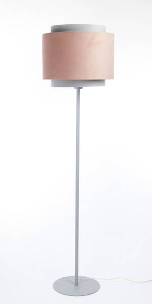 Stehlampe Jasmin Grau - Pink - Velours - 34 x 34 x 150 cm