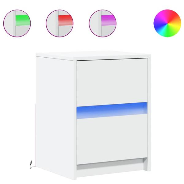 Nachttisch mit LED 2er Set X7502 Weiß