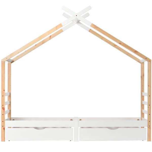 Kinderbed HomeyⅠ wit - grenenhout - 96 x 183 x 210 cm