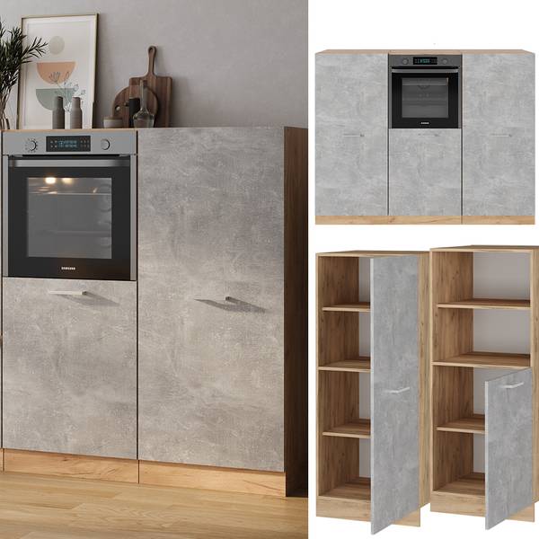 Küchenblock R-Line 53887 Braun - Grau - Chrom - 180 x 143 x 46 cm