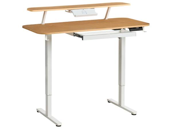 Verstelbaar bureau WILBANKS 2-delig bruin - lichtbruin - wit