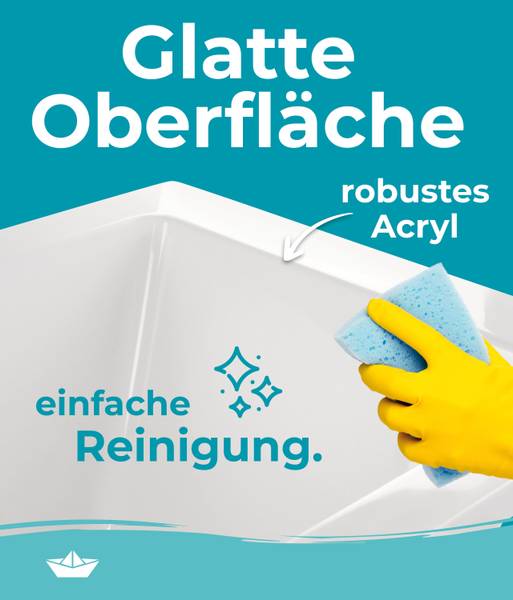 Badewanne ModernSquare2 3-teilig Träger Weiß - Kunststoff - 90 x 51 x 190 cm
