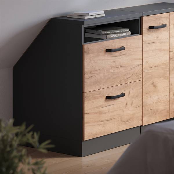 Dachschrägenschrank Rion 59955 Anthrazit - Eiche Dekor