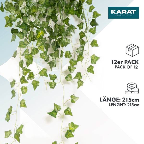 Efeu-Girlande 12er-Set Grün - Kunststoff - 5 x 1 x 215 cm