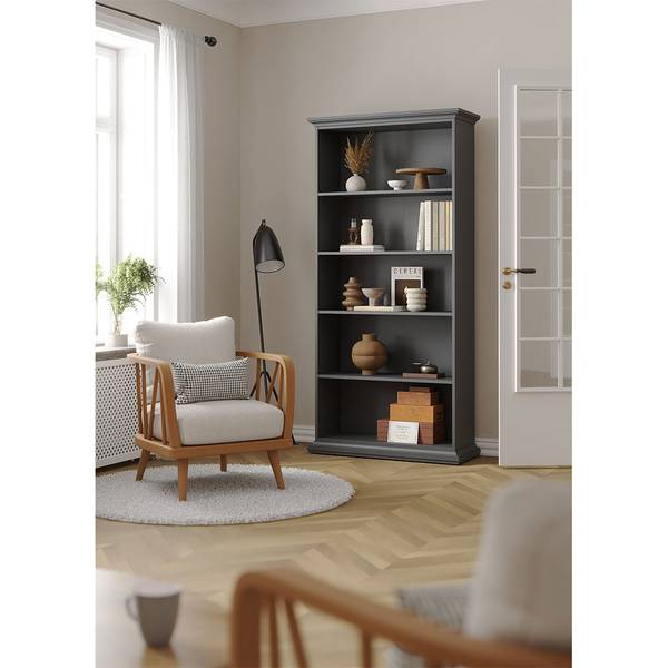 Boekenkast Venetië grijs - deels massief hout - 97 x 201 x 37 cm