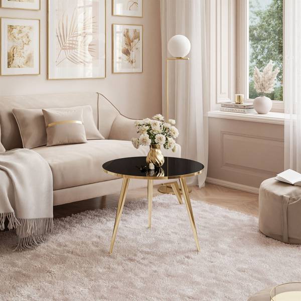 Couchtisch SOLEIL Hochglanz Schwarz - Gold