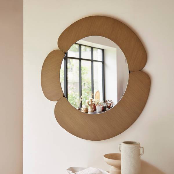 Spiegel Sara beige - mindihout - 110 x 110 x 3 cm