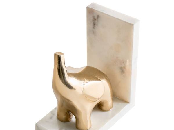 Buchstütze KOTEZI Gold - Weiß - Stein - 8 x 15 x 13 cm