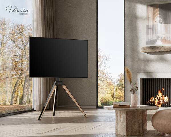 TV Ständer im Staffelei Design Braun - Metall - Massivholz - 52 x 134 x 94 cm