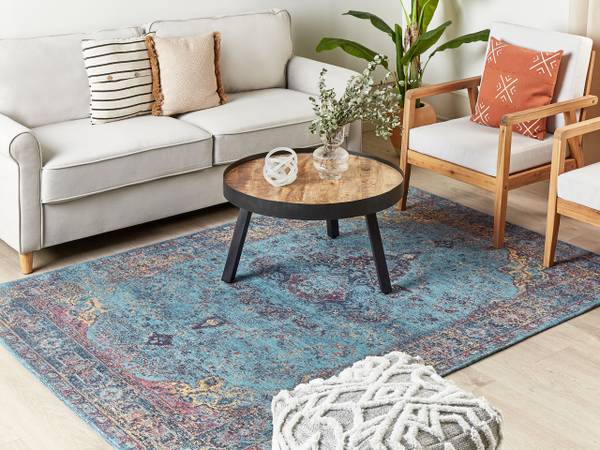 Teppich KANSU Beige - Blau - Rot - Naturfaser - 160 x 1 x 230 cm