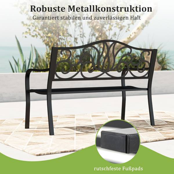 Gartenbank ZB34675NWDE Schwarz - Metall - 62 x 89 x 127 cm