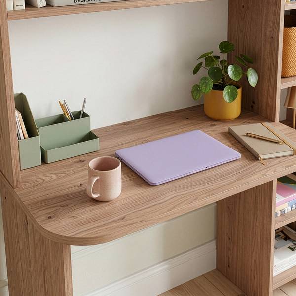 Schreibtisch mit Regal Onega Beige - Holzwerkstoff - 114 x 143 x 40 cm