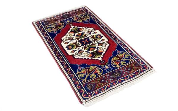 Handgeknüpft Kurzflorteppiche Blau - Wolle - 56 x 1 x 97 cm