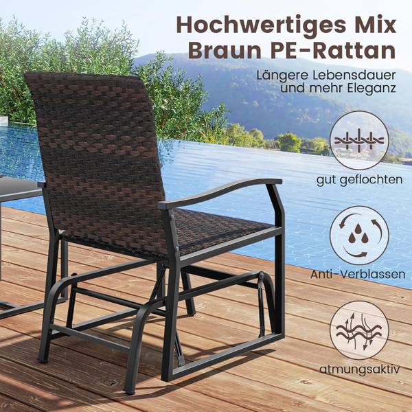 Balkonmöbel Set ZB33613NZDE (3-teilig) Braun - Polyrattan
