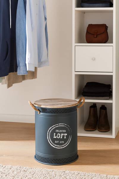 Wäschebehälter LOFT34 Grau - Metall - 34 x 47 x 34 cm