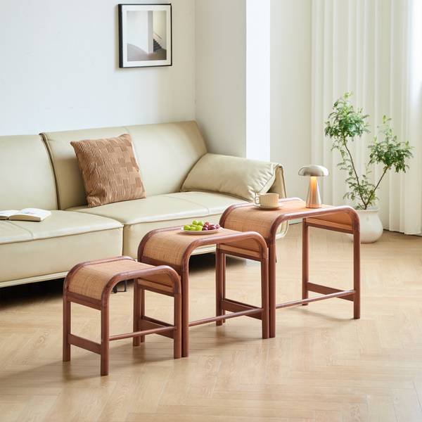 Couchtisch JOVIK 3er Set Braun - Massivholz - 60 x 58 x 40 cm